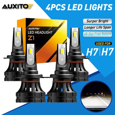 H7+H7 Combo LED Headlight Kit 6000K For Benz C250 C300 C350 Hi&Low Beam Bulbs 4X - Image 1 of 4
