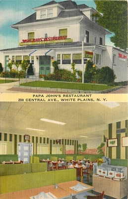1940s White Plains New York Papa John's Restaurant interior Postcard 25-8837 - Image 1 of 2