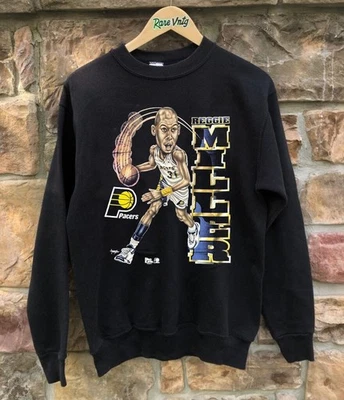 Indiana Pacers Reggie Miller caricature black crewneck sweatshirt QT5461 - Image 1 of 3