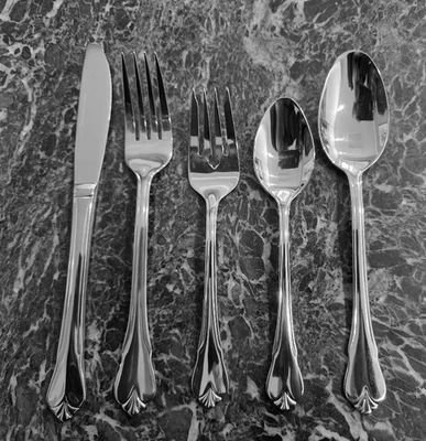 Service for 8 Lagostina ENIGMA 18/8 Glossy Stainless Flatware Never Used NOS 44p - Image 1 of 4