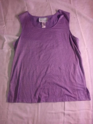 Blusa sin mangas estilo Susan Graver púrpura metálica pequeña Foto 1 de 3