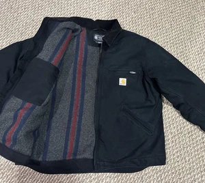 CARHARTT Blanket Lined Detroit Jacket Black Men’s Size Large OJ3828-M - Picture 1 of 16