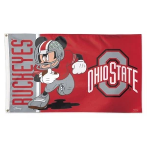 OHIO STATE BUCKEYES MICKEY MOUSE DISNEY 3'X5' DELUXE FLAG NEW WINCRAFT 👀 - Picture 1 of 1