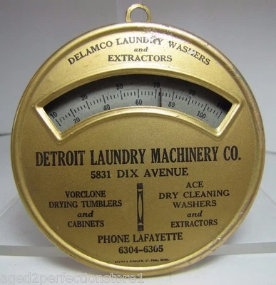 DETROIT LAUNDRY MACHINERY Co Old Advertising Thermometer Brown & Bigelow Minn - Image 1 of 4