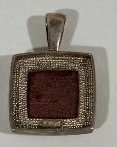 Sterling Silber großer Karneol Anhänger 15 x 15 mm Zargenfassung - Bild 1 von 2