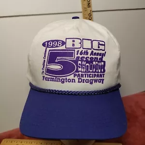 Vintage 1998 Farmington Dragway Big 5 Shootout Trucker Mütze Kappe lila Druckknopflasche Seil - Bild 1 von 11