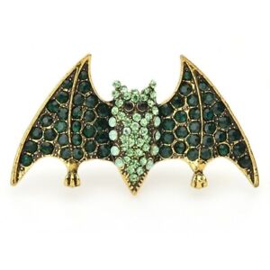 Rhinestone Bat Brooch Green Animal Pin Women Casual Brooches Clothes Bags Badges