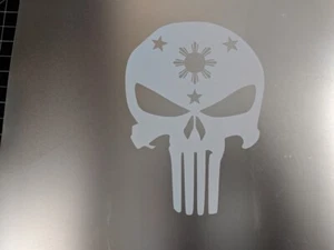 2 pk -Gloss White Philippine Filipino Flag Punisher Style Vinyl Decal 9" x 6.5" - Picture 1 of 12