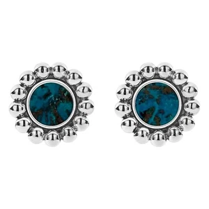 LAGOS Maya Chrysocolla Circle Stud Earrings in Sterling Silver - Picture 1 of 2
