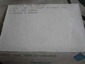 Sarah Jane Morris Can't Get To Sleep Without You Advance Promo Cassette Single - Picture 1 of 3