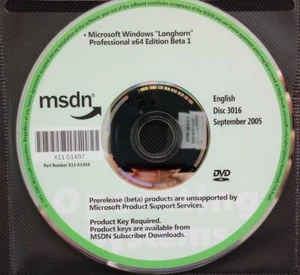 Windows Longhorn Professional Edition 64 bit full version w/ 2 Product Keys - Picture 1 of 1