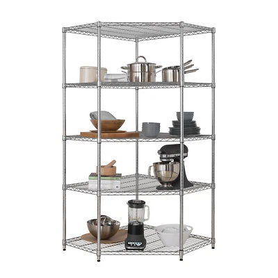 5 Tier Chrome Corner Storage Unit 500KG UDL 1838mmH x 907W x 457mmD Heavy Duty - Image 1 of 2