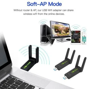Adapter WiFi USB Dual Band 2,4G / 5Ghz Wi-Fi Dongle 600/1300 FX GX M J5N8 G8N W9R9 - Zdjęcie 1 z 21