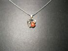 STERLING SILVER SOUTHWESTERN STYLE CORAL PENDANT W/18" CHAIN!
