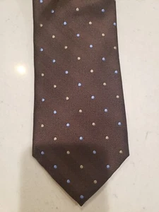ROBERT TALBOTT Best of Class Mens Silk Necktie Designer, brown w polka-dot print - Picture 1 of 5