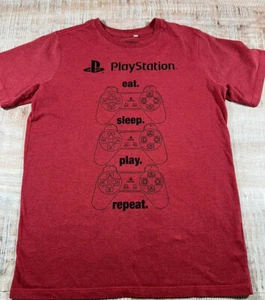 PlayStation Shirt Kids 14 Red Short Sleeve Sony Logo Controller Gamer Boys - Picture 1 of 10