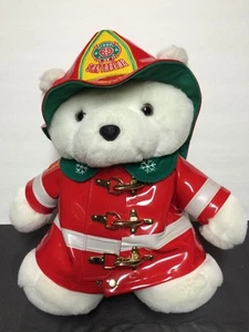 Vintage Santabear 18” Plush White Bear Fireman Firefighter Hudson Christmas 1996 - Picture 1 of 10