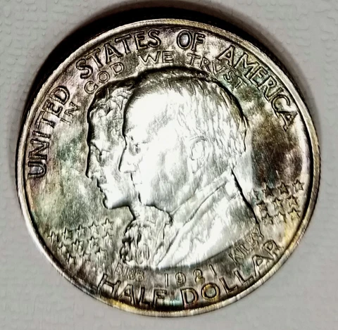 1921 Alabama Commemorative Half Dollar BU Unc Lightly Toned Low Mintage Reduced Cover