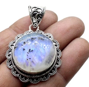 Rainbow Moonstone Gemstone 925 Sterling Silver High Quality Jewelry Pendant S-2 - Picture 1 of 9