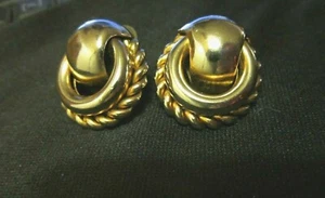 Silver Gold Metal Round Stud Earrings - Picture 1 of 4