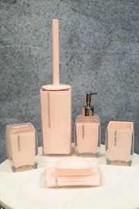 Hot Pink Austrian Crystals 6 Piece Chic Bathroom Vanity Accessories Gift Set - Picture 1 of 12