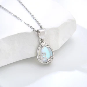 Collar colgante de plata de ley 925 con piedra lunar enchapado en oro blanco para mujer - Imagen 1 de 4