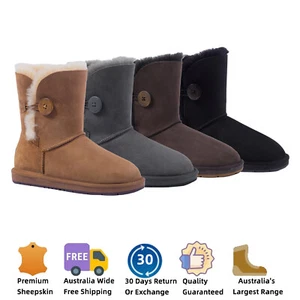 【5% OFF】UGG Boots Classic Short Button Australian Sheepskin Wool Water Resistant - Picture 1 of 26