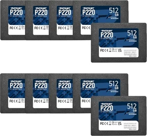 Patriot P220 SATA 3 512 GB SSD 2.5 Inch Internal Solid State Drive – 10 Pack - Afbeelding 1 van 1