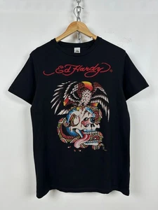 Men's Vintage Ed Hardy Rhinestones Skull Eagle Snake Black T-Shirt Size M - Picture 1 of 15