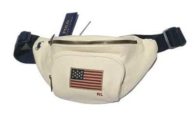 Polo Ralph Lauren USA Flag unisex WAIST FANNY PACK BAG Canvas Crossover New  - Image 1 of 4