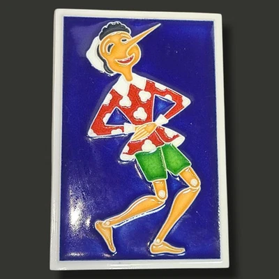 Graziani Luciano Italien Keramik Fliese Pinocchio Kunst 4x6 handbemalt Vintage - Bild 1 von 3
