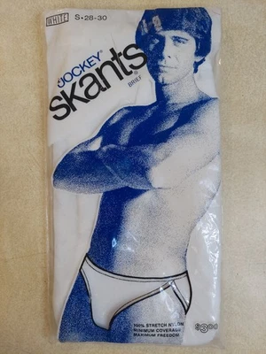 Calzoncillos de nailon de colección para hombre negros Jockey Skants años 70 talla S pequeños 28-30 nuevos en stock EE. UU. Foto 1 de 3