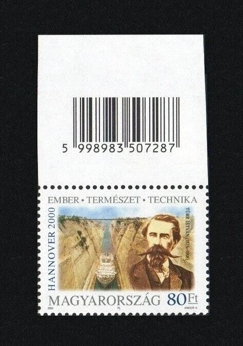HUNGARY 2000 - Expo 2000, Hanover. Stamp with Barcode. MNH. - Image 1 of 1