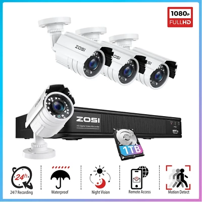 Sistema de câmera externa ZOSI H.265+ 5MP-Lite DVR segurança residencial 2MP câmera de CFTV 1TB - Imagem 1 de 4