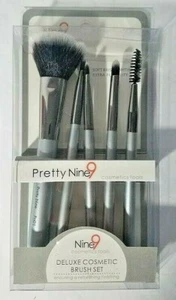 New! Pretty Nine 9 Cosmetic Tools Deluxe Cosmetic Brush 5 Piece Set Soft Bristle - Picture 1 of 1