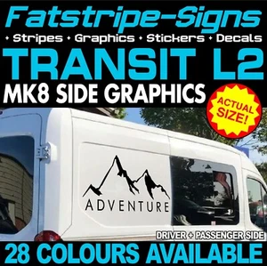 passend für FORD TRANSIT MK8 L2 MWB ADVENTURE MOUNTAINS GRAFIKAUFKLEBER CAMPER VAN - Bild 1 von 2