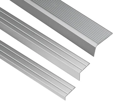 Treppenkantenprofil selbstklebend Treppenwinkel L-Form Winkel Schiene Alu silber - Bild 1 von 4