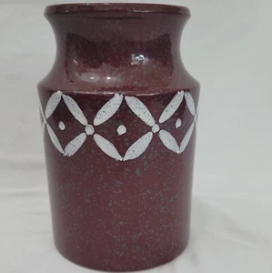 Vintage Ethan Allen Maroon Red & Blue Sponged Decorative Pottery Vase Italy - Picture 1 of 8