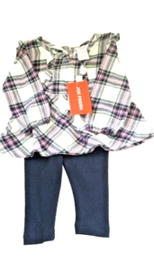 Little Girls 2-Piece Dress w/ Leggings NEW Flannel Plaid Size 6-12 M Joe Fresh - Picture 1 of 8