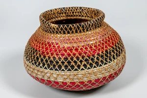 Silver Fish Net Woven Basket - Picture 1 of 13