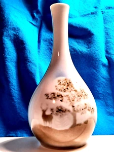 Lochgilphead Scotland Highbank Porcelain Bud Vase Deer & Tree Vintage 6.25" - Picture 1 of 12