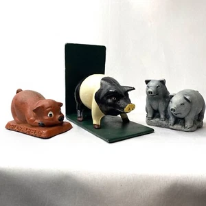 Pig Cast Iron Figurines (2) + Resin Pig Hog Statue Figure (1) Cute!_Lot of 3 - Picture 1 of 10