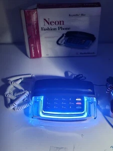 RadioShack Krystalite Blue Neon Push Button Landline Phone 43-811 MINT in BOX - Picture 1 of 10