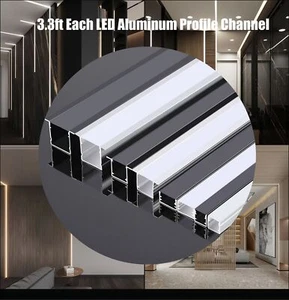10Pcs 3.3ft Each LED Aluminum Profile Channel Holder with Cover for LED Strip - Picture 1 of 90