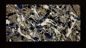 Jackson Pollock RARE WOOD Painting - Signed - Abstract Art - Picture 1 of 7