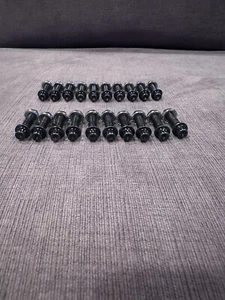 (20) M8 x 1.25 x 32mm BLACK 2/3 Piece Wheel Rim Bolts & Nuts 12 Pt. Head - Picture 1 of 4