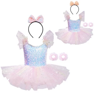 Kids Girls Dress Birthday Party Dancewear Training Tutu Skirt Shiny Ballerina - Picture 1 of 44