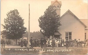 RPPC Chatfield Minnesota Town Scene Memorial Day Ferry 1909 - Picture 1 of 2