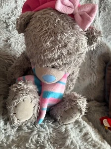 me to you bear-pink hat, striped scarf-large 37 tall from sittiing - Picture 1 of 1