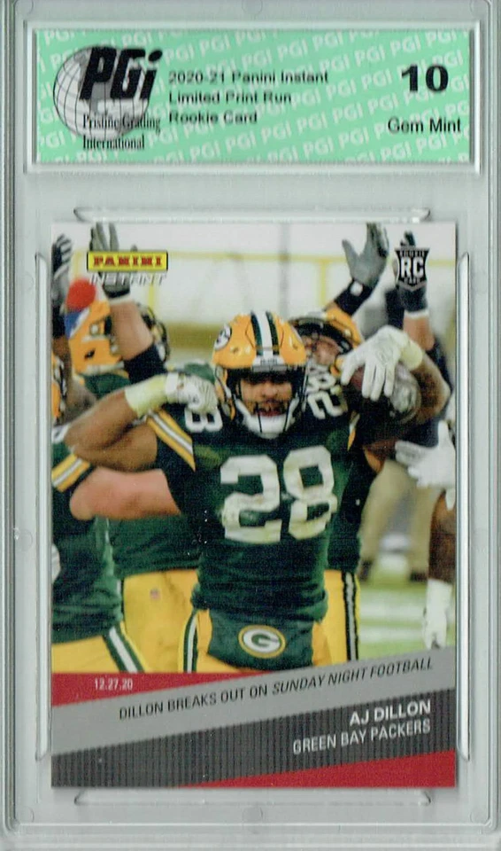 A.J. Dillon 2020 Panini Instant #185 Just 129 Ever Made Rookie Card PGI 10 - Image 1 of 1